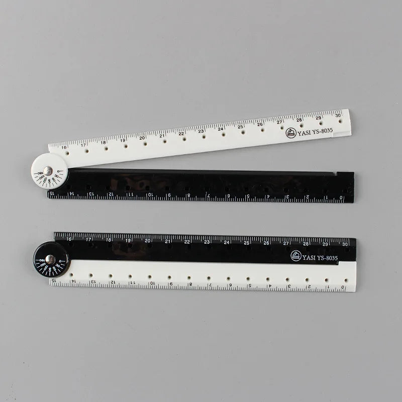 Bview Art 1pcs Folding ruler black and white simple ruler graphic folding ruler student learning supplies creative stationery