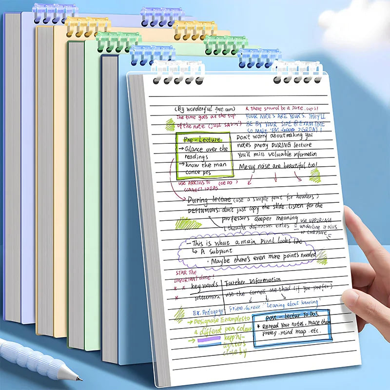 Blue Binder Notebook, Metal Wire Bound with Smooth Writing Paper, for School College Office Notes, Refillable & Durable