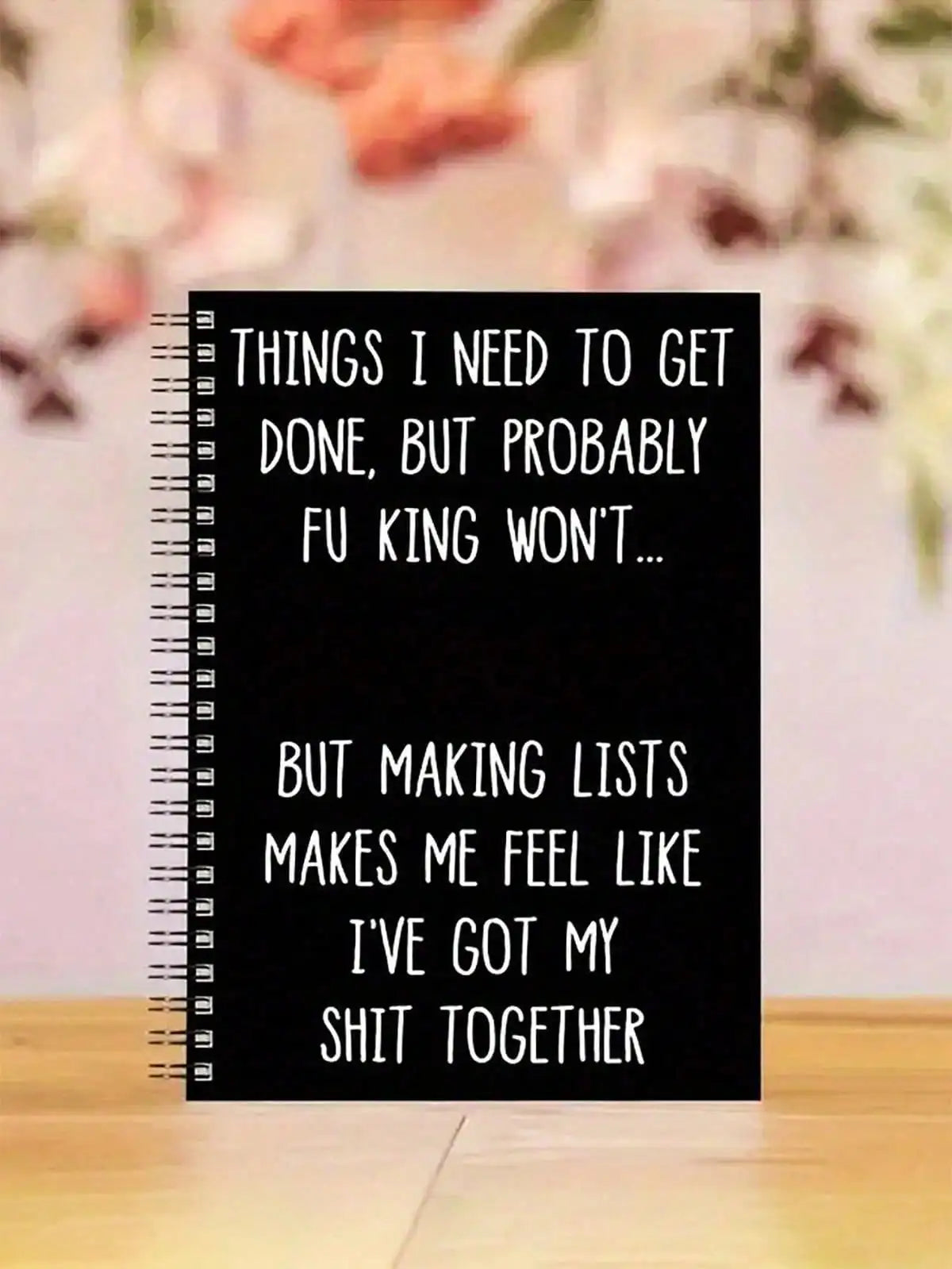 1pc Humor Spiral Notebook "I've Organized My Stuff" - Black Paper, Ripped Pages, Perfect Holiday Gag Gift For Friends
