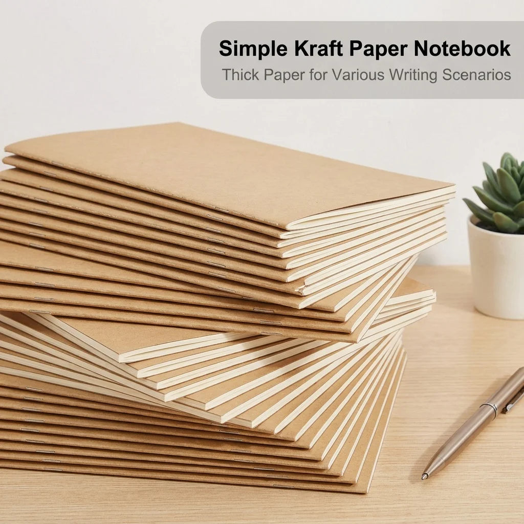 10pcs/Set Blank Kraft Paper Notebook, Thick Pages Journal Notepad, Back To School Stationery for Office Study Learning Supplies